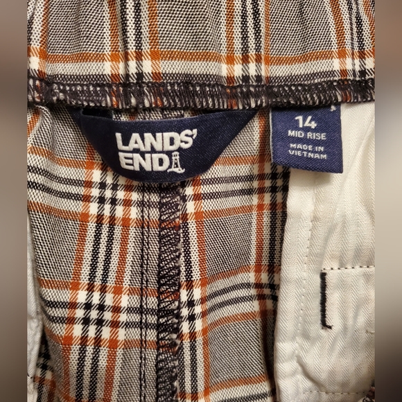 Lands End | Plaid Pull-on Trouser Pant Mid Rise Slim Leg Size 14 - Picture 5 of 7